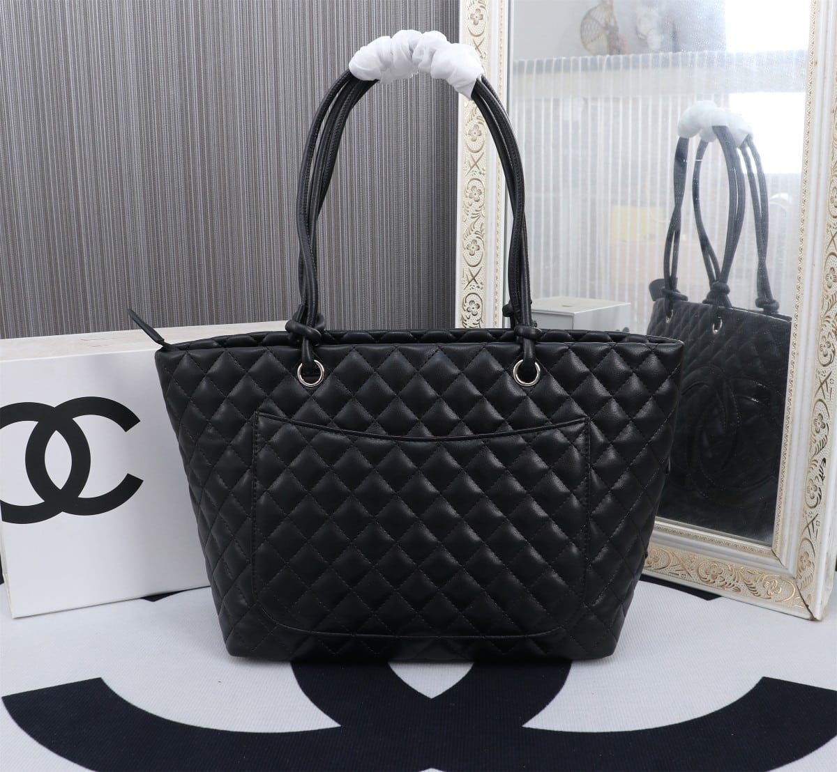 Chanel Cambon Line Large Smooth Leather Tote Bag Black 41cm A25169 - Image 3
