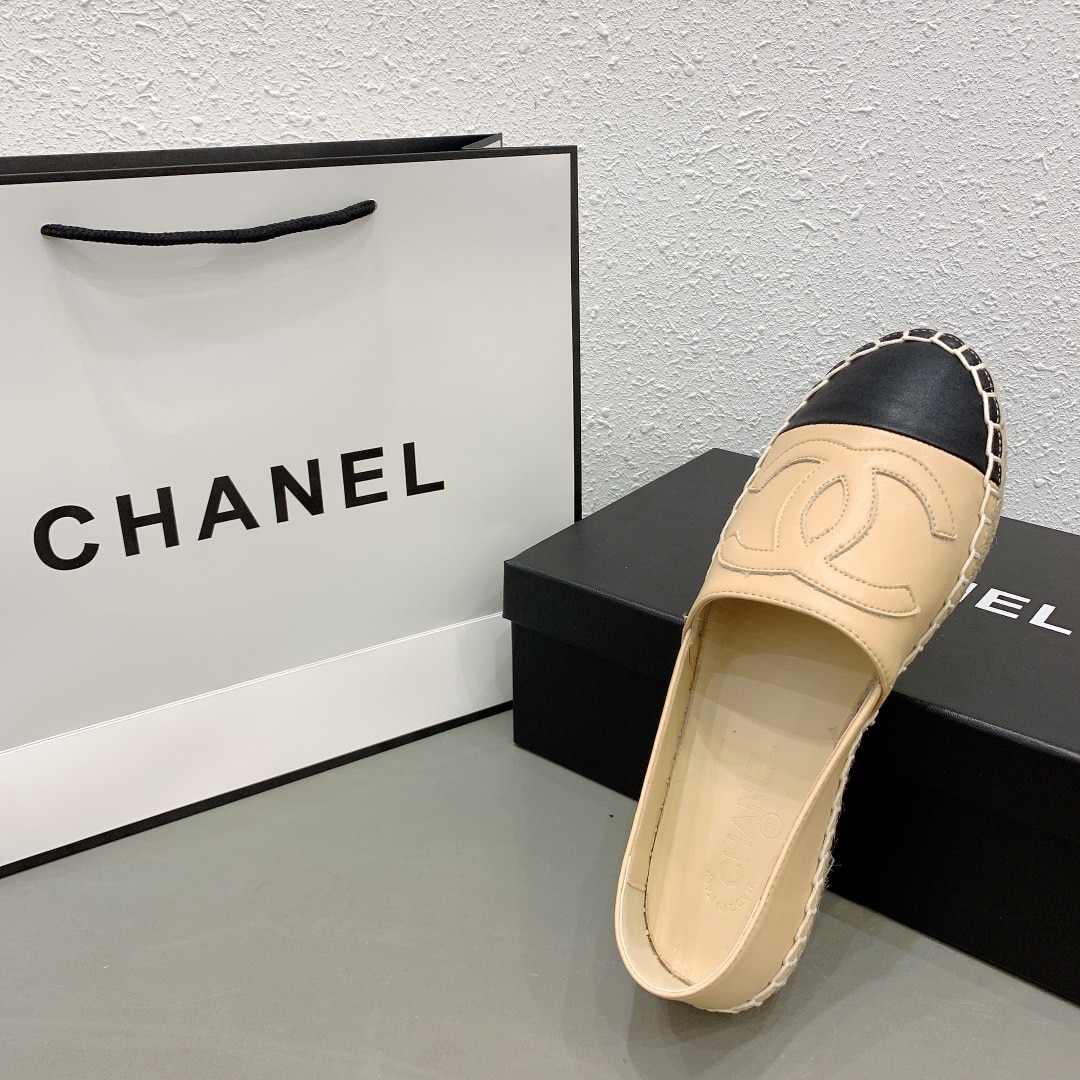 Chanel Espadrille Flat Smooth Leather Beige G29762 X01000 C0204 - Image 6