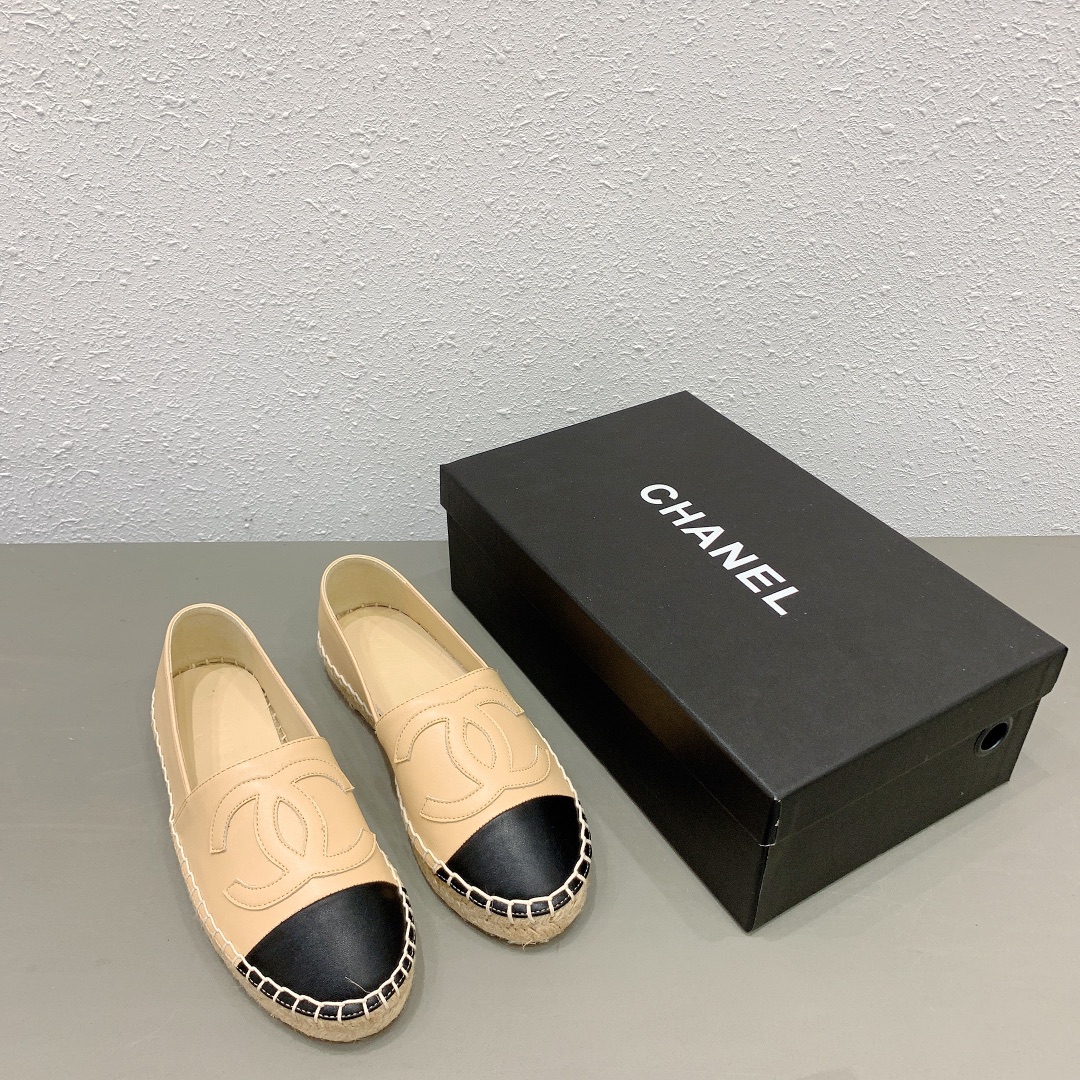 Chanel Espadrille Flat Smooth Leather Beige G29762 X01000 C0204 - Image 7