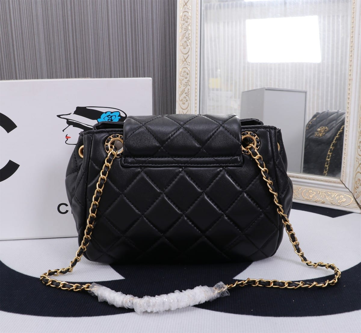 Chanel Mix Accordion Quilted Glazed Leather Flap Bag Black 23cm - Image 10