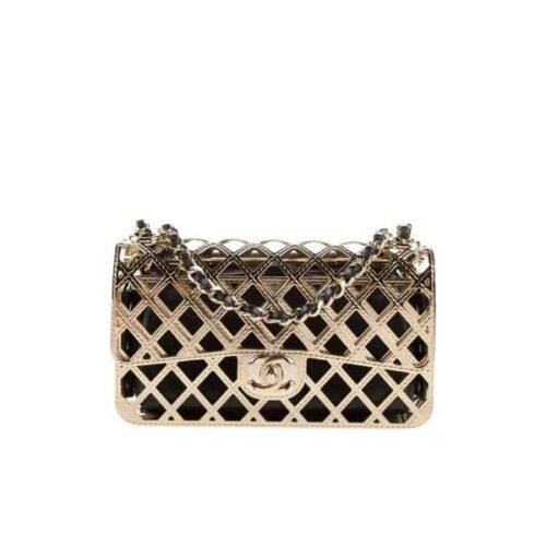 Chanel Cage Mini Metal Flap Bag Gold 18cm AS2514 B05552 NC533