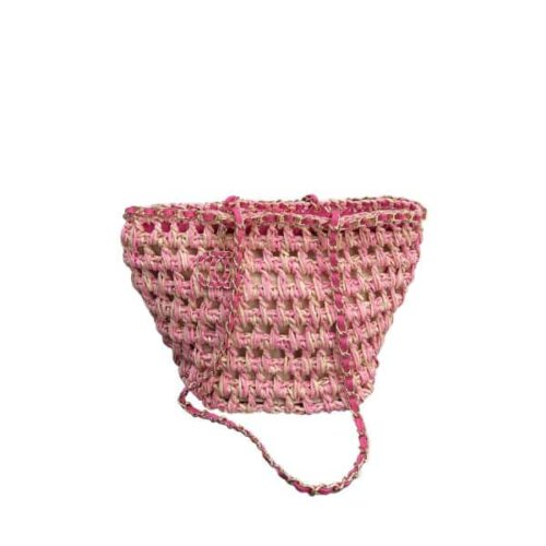 Chanel Shopping Small Crochet Tote Bag Pink 27cm