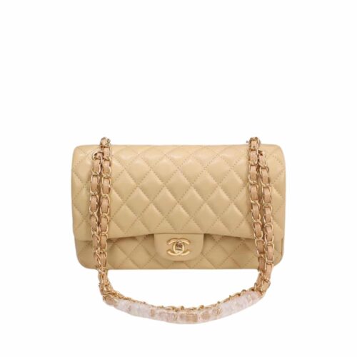 Chanel Classic Medium Smooth Leather Flap Bags Beige 25cm