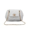 Chanel Mix Accordion Quilted Glazed Leather Flap Bag White 23cm