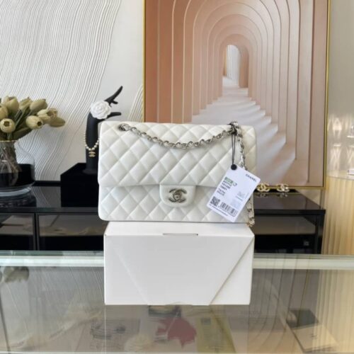 Alternative view of Chanel Classic Medium Smooth Leather Flap Bags White 25cm