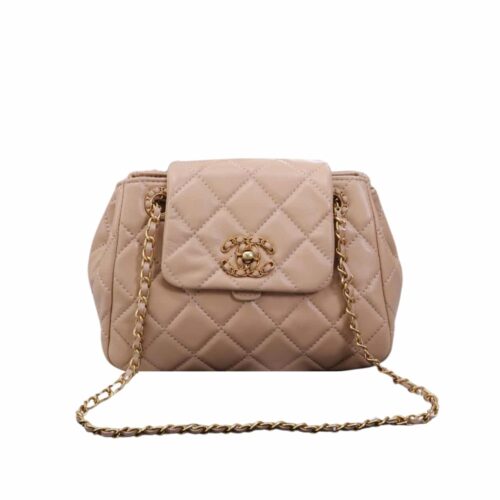 Chanel Mix Accordion Quilted Glazed Leather Flap Bag Pink 23cm