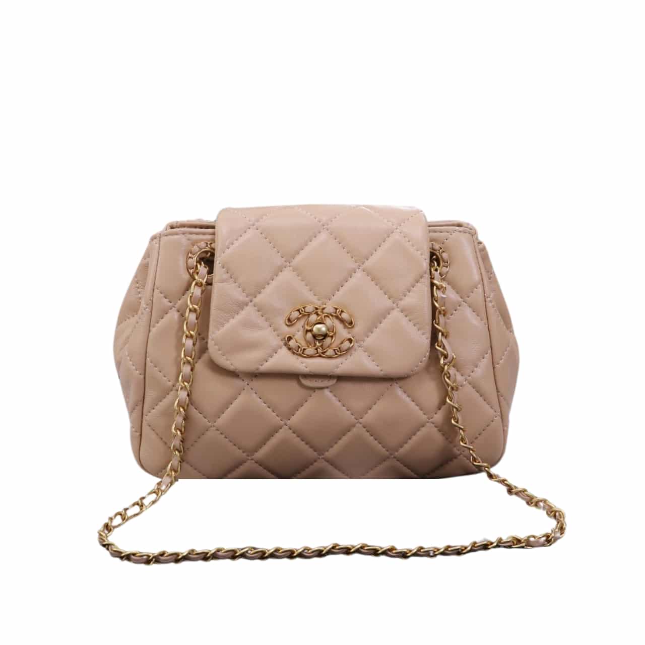 Chanel Mix Accordion Quilted Glazed Leather Flap Bag Pink 23cm
