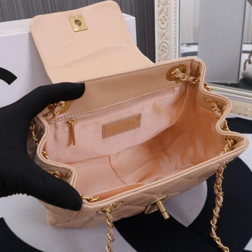 Alternative view of Chanel Mix Accordion Quilted Glazed Leather Flap Bag Pink 23cm