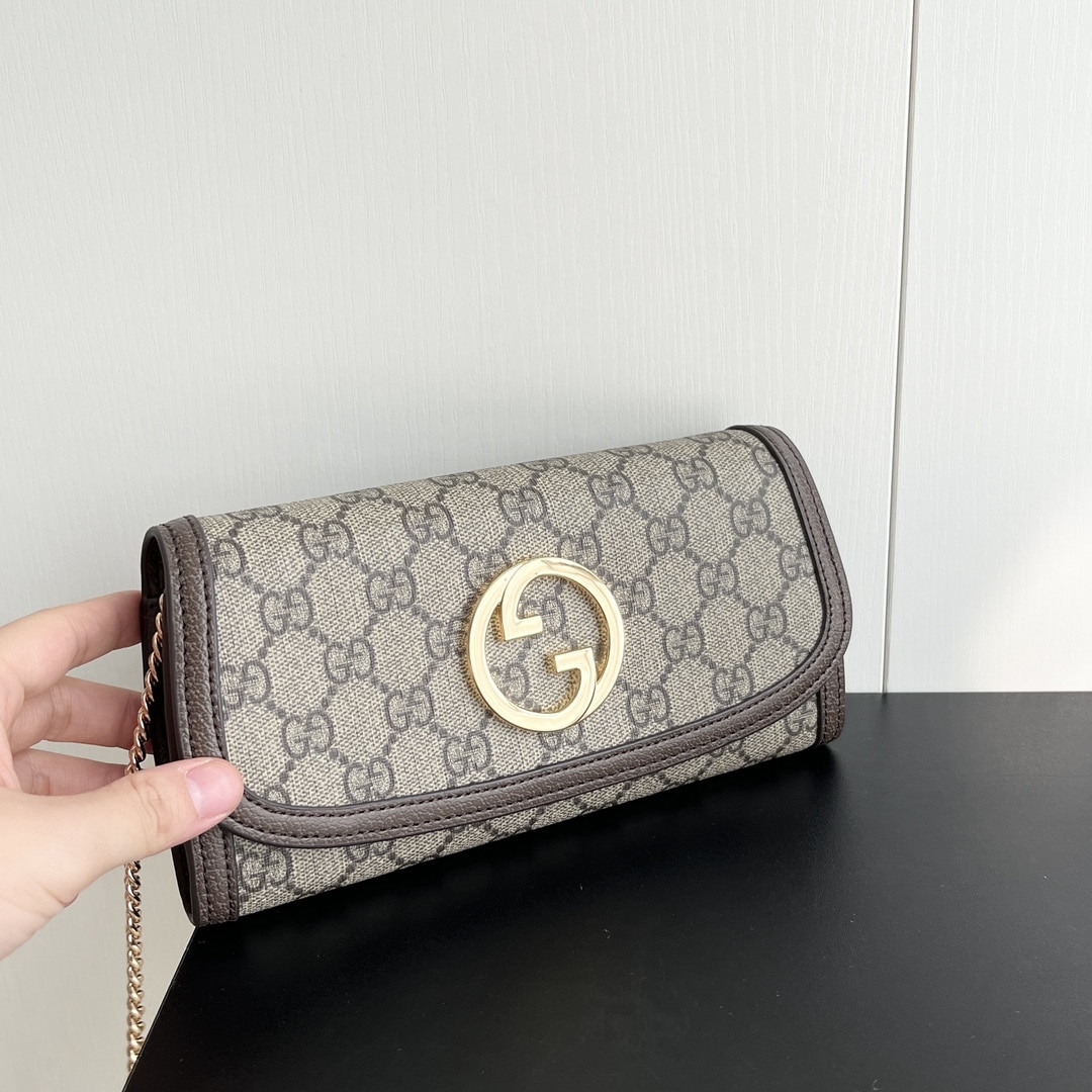 Gucci Blondie GG Supreme Canvas Chain Wallet Bag Beige Ebony 21Cm 725215 K9GSG 8358 - Image 3
