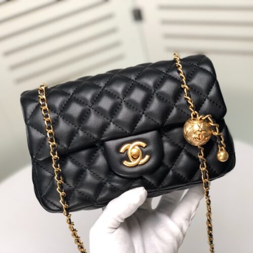Alternative view of Chanel Pearl Crush Mini Smooth Leather Flap Bags Black 20cm AS1787 B18602 94305