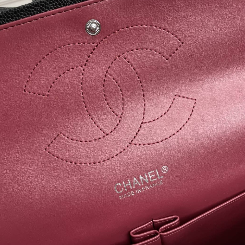 Chanel Classic Maxi Grained Leather Flap Bags Black 33cm - Image 10