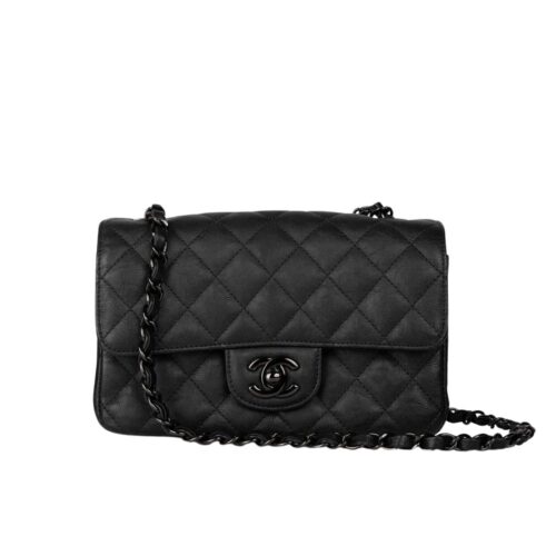 Chanel Classic Mini Smooth Leather Flap Bags Black 20cm