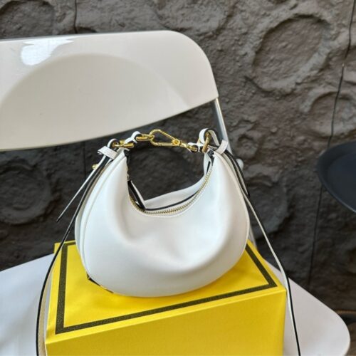 Alternative view of Fendi Fendigraphy Mini Leather Hobo Bag White 20Cm 8BS081A5DYF1HEL