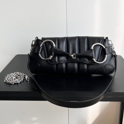 Alternative view of Gucci Horsebit Small Leather Shoulder Bag Black 27Cm 764255 Aacu1 1000