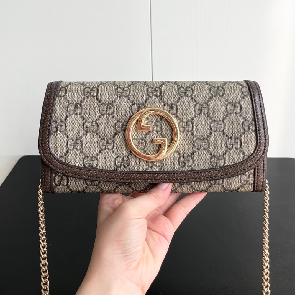 Gucci Blondie GG Supreme Canvas Chain Wallet Bag Beige Ebony 21Cm 725215 K9GSG 8358 - Image 2