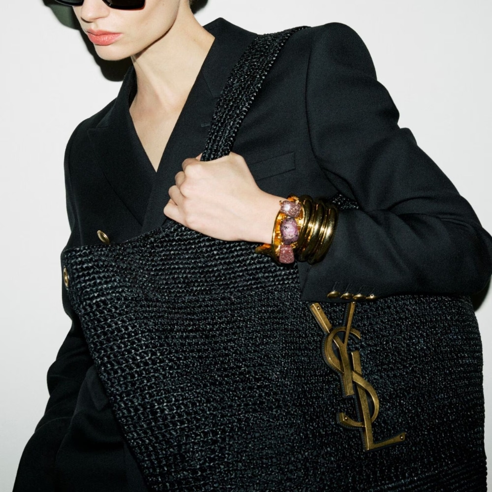 Saint Laurent Icare Maxi In Raffia Shopping Bag Black 45Cm 772191Gaafm1000 - Image 3
