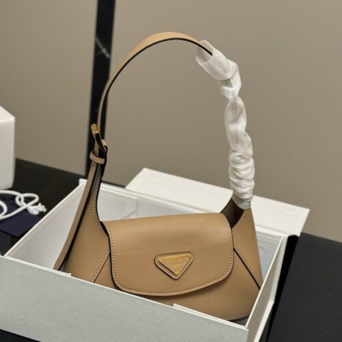 Alternative view of Prada Triangle Logo Shoulder Bag Beige 24Cm