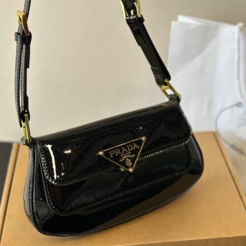 Alternative view of Prada Cleo Patent Leather Shoulder Bag Black 24cm