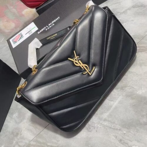 Alternative view of Saint Laurent Loulou Medium Matelassé Chain Bag Black 29cm 801439aaeax1000