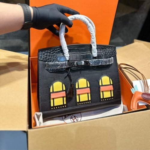 Alternative view of Hermes Birkin 20 Sac Faubourg Matte Alligator Handbag Black 20Cm
