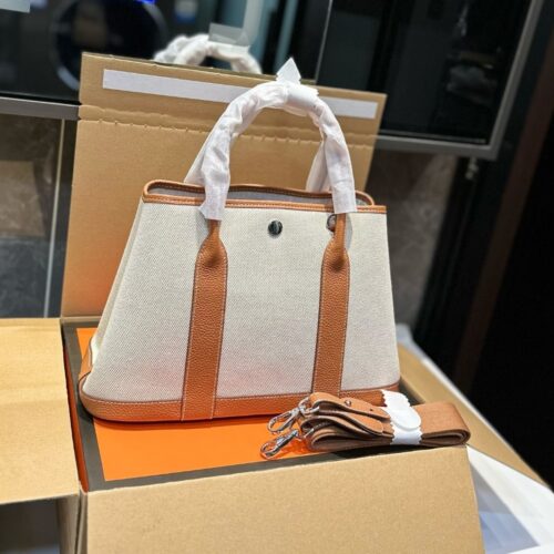 Alternative view of Hermes Garden Party 30 Canvas And Leather Handbag Orange 30Cm