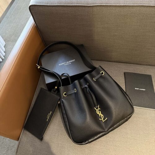Alternative view of Saint Laurent Paris VII Small Grained Leather Hobo Bag Black 26Cm 796626Aaduu1000