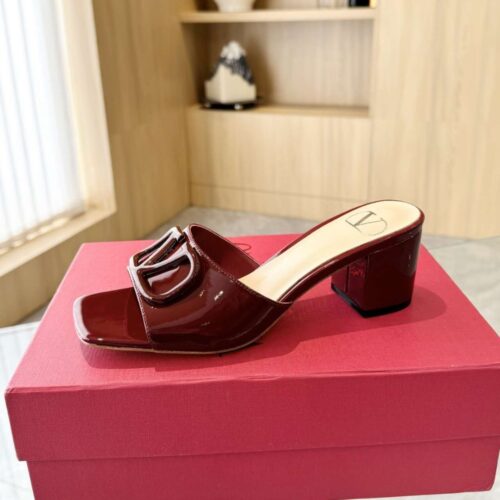 Alternative view of Valentino Vlogo Signature Slide Sandal Patent Leather Burgundy