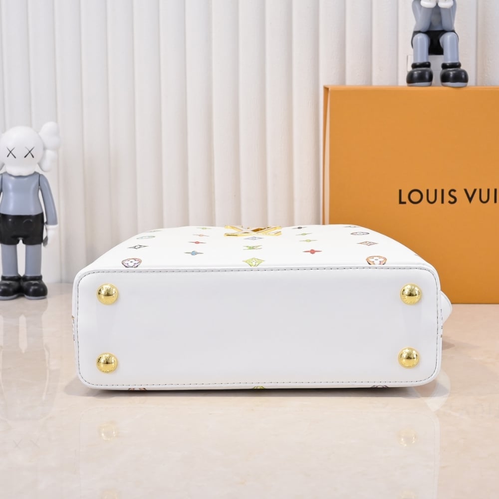 Louis Vuitton X Takashi Murakami Capucines BB Monogram Multicolore Top Handle Bags White 27cm M14165 - Image 7