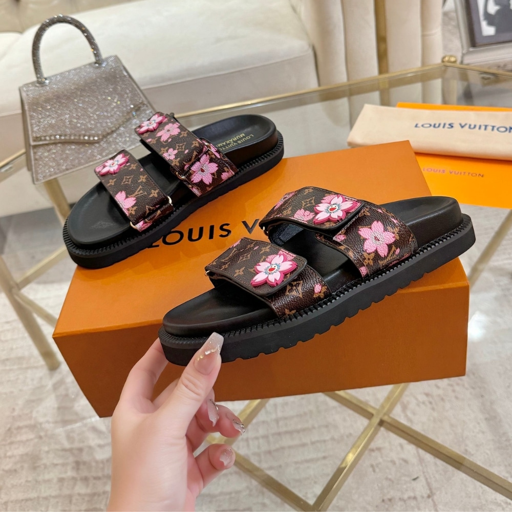 Louis Vuitton X Murakami LV Sunset Flat Comfort Monogram Canvas Mule Sakura Brown 1AGVZ6 - Image 4