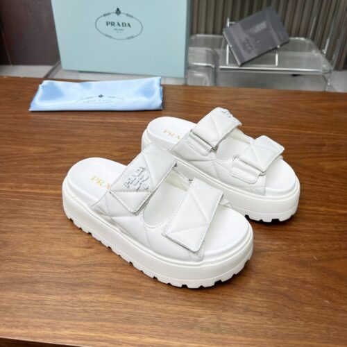 Alternative view of Prada Quilted Leather Sandals White