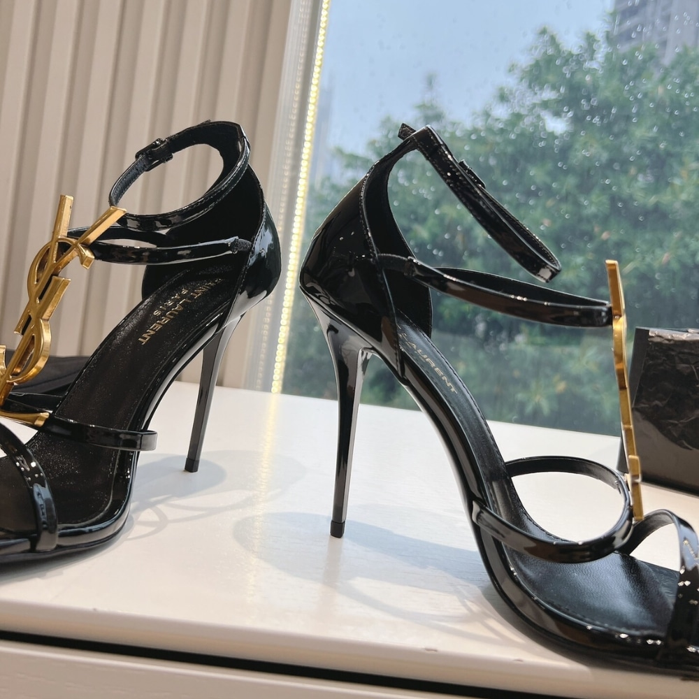 Saint Laurent Cassandra Sandals Patent Leather Black 6301091TVKK1000 - Image 3