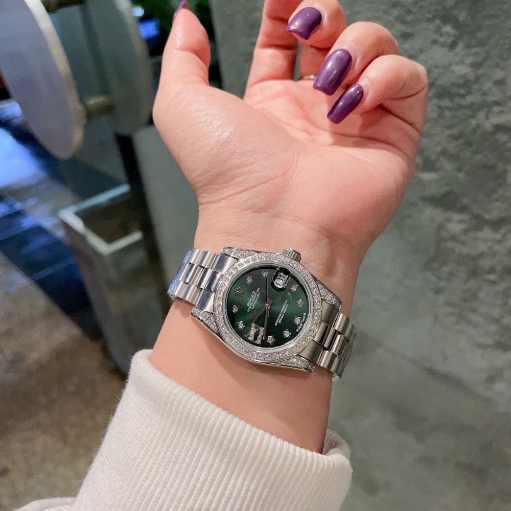 Rolex Datejust 31 Oyster Oystersteel White Gold And Green 31Mm 278384 - Image 3