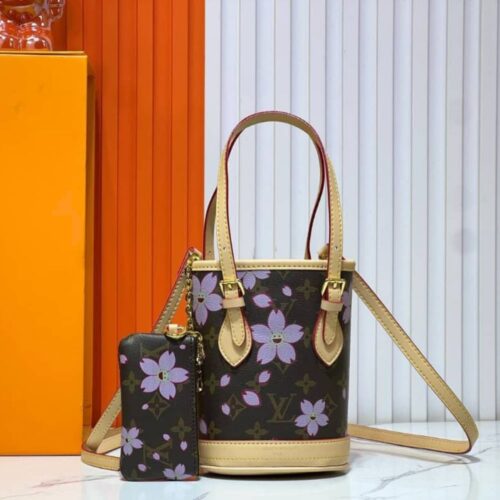 Alternative view of Louis Vuitton X TM Nano Bucket Bag Monogram Canvas Sakura Brown 17Cm M13417