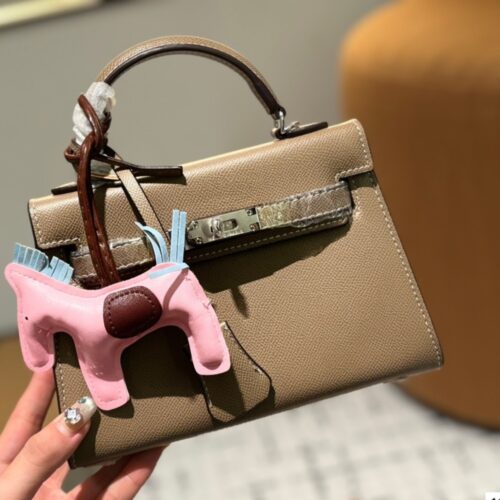 Alternative view of Hermes Kelly 20 Mini Epsom Leather Silver-Tone Hardware Handle Bag Etoupe 20cm
