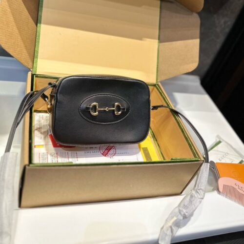 Alternative view of Gucci Horsebit 1955 Mini Leather Shoulder Bag Black 18Cm 760196 1Aaqd 1000