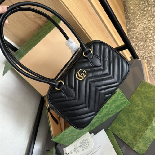 Alternative view of Gucci GG Marmont Small Matelasse Leather Top Handle Bag Black 25Cm 795199 Aabzb 1000