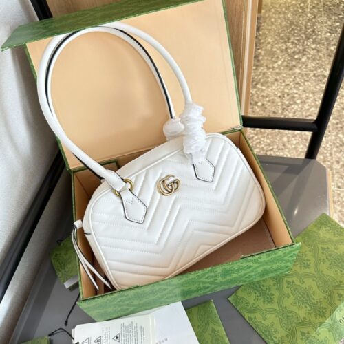 Alternative view of Gucci GG Marmont Small Matelasse Leather Top Handle Bag White 25Cm