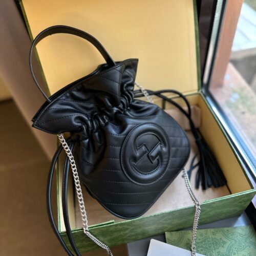 Alternative view of Gucci Blondie Mini Leather Bucket Bag Black 19Cm 760313 Aacp7 1000