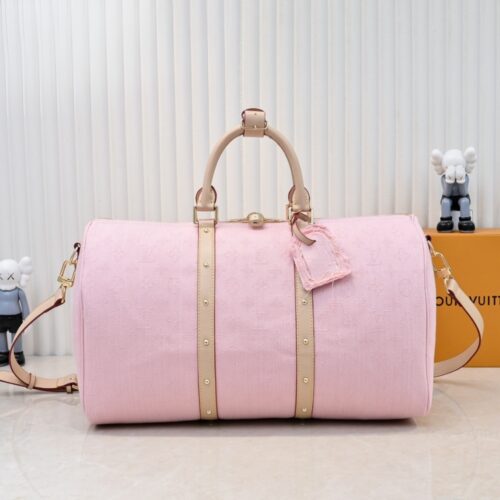 Alternative view of Louis Vuitton Keepall Bandoulière 45 Monogram Denim Travel Bag Pink 45Cm