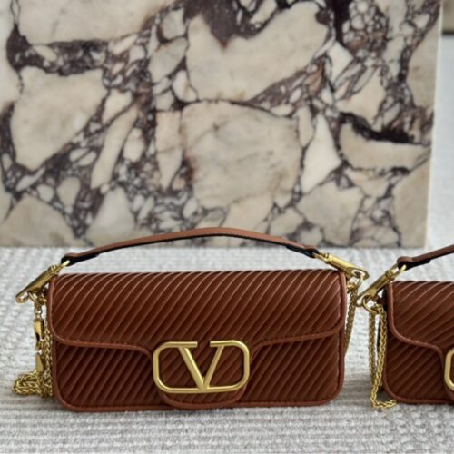 Alternative view of Valentino Garavani Locó Shoulder Bag In Pleated Nappa Brown