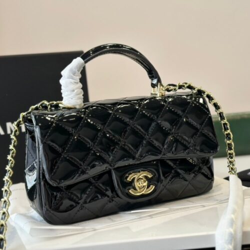 Alternative view of Chanel Classic Mini Patent Leather Top Handle Bags Black 20cm AS2431 B18237 94305