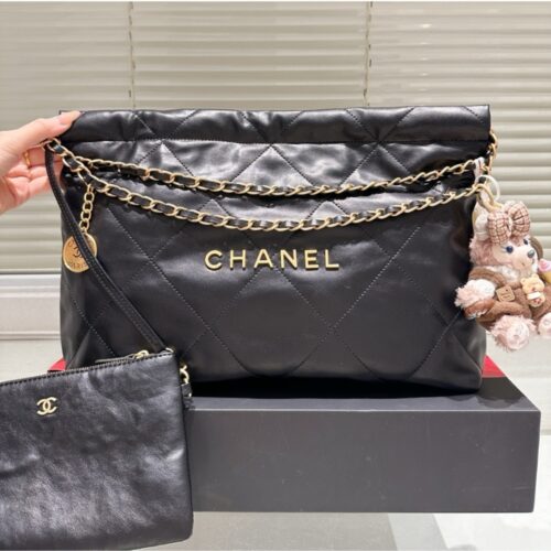 Alternative view of Chanel 22 East West Large  Shiny Smooth leather Tote Bag Black 39cm