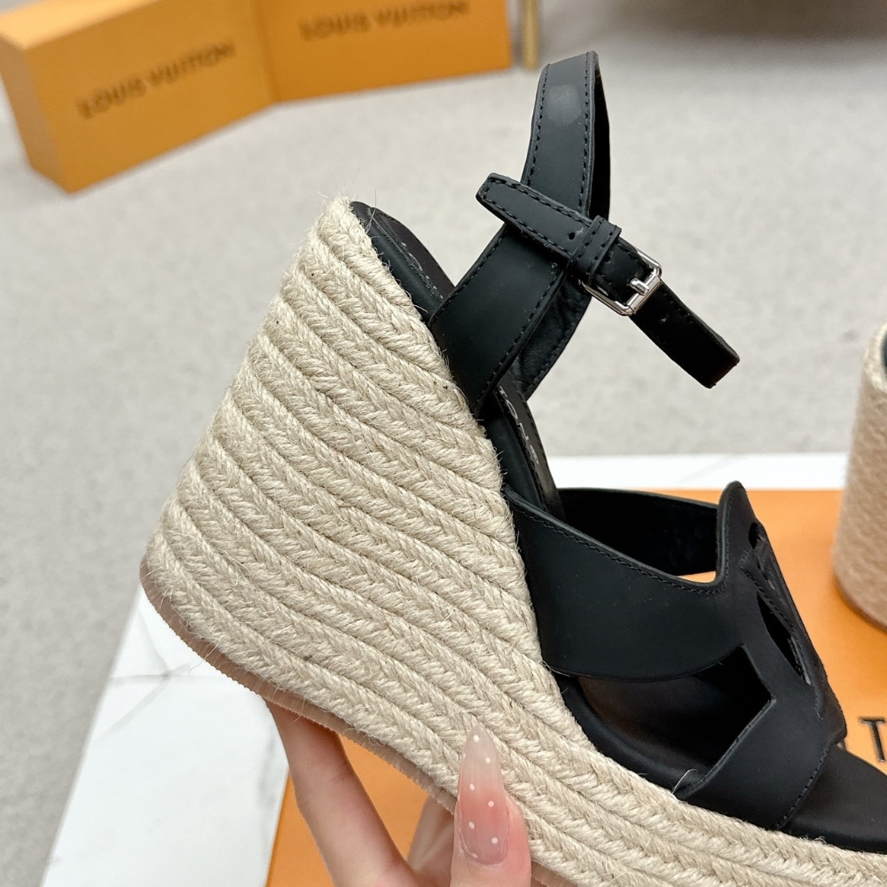 Louis Vuitton LV Isola Wedge Leather Sandal Black 1Aci88 - Image 6