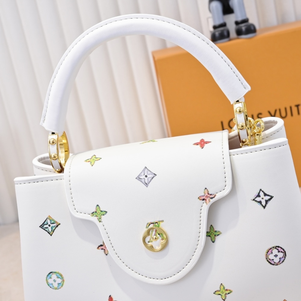 Louis Vuitton X Takashi Murakami Capucines BB Monogram Multicolore Top Handle Bags White 27cm M14165 - Image 3