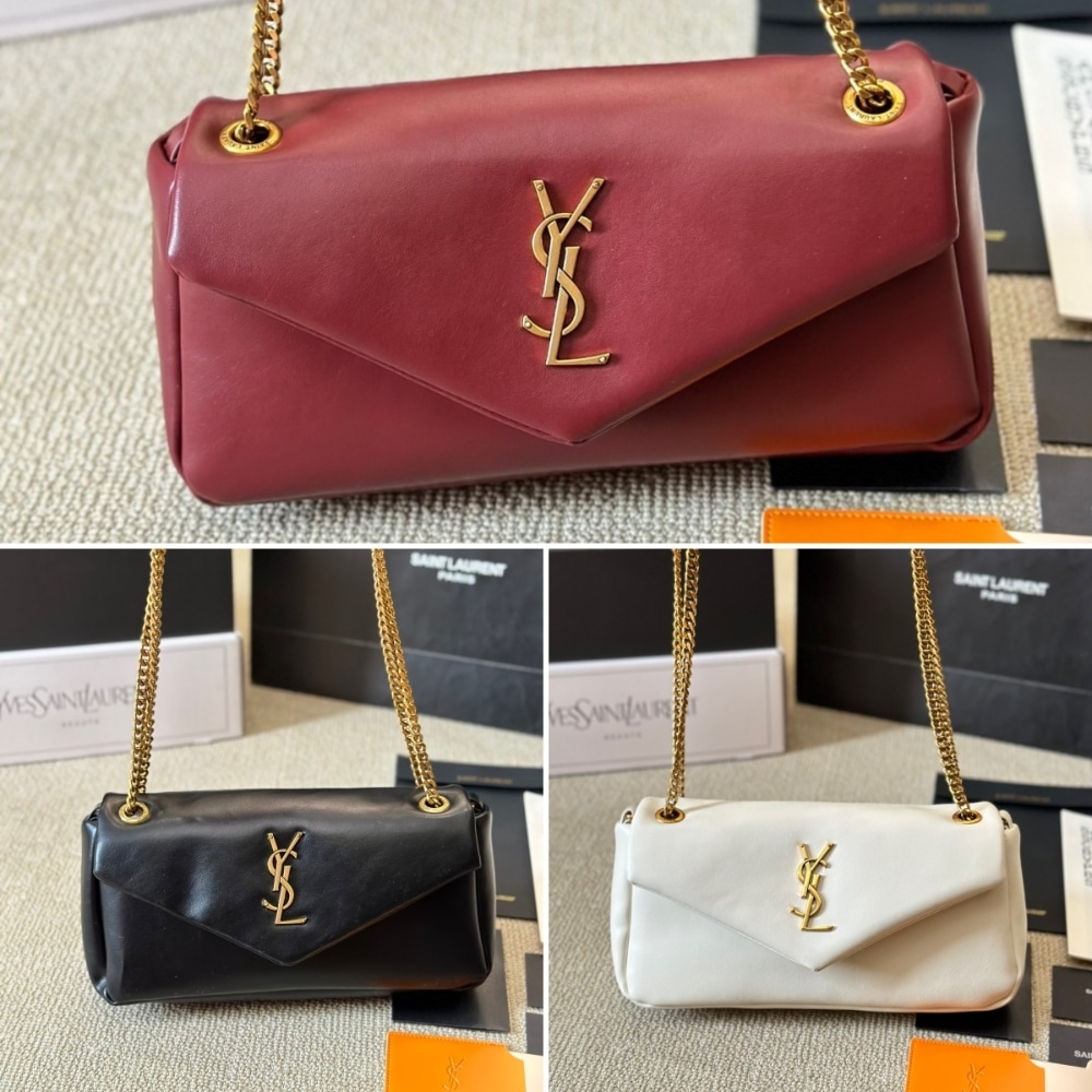 Saint Laurent Calypso Small Plunged Leather Shoulder Bag Rouge Merlot 27Cm 734153Aacqo6268 - Image 4