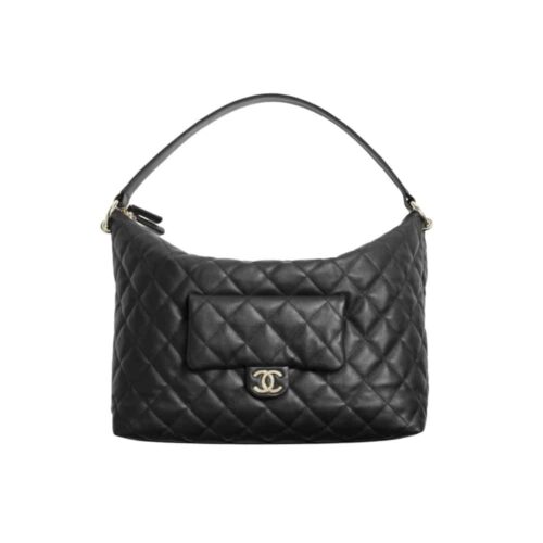 Chanel Classic Maxi Smooth Leather Hobo Bags Black 27cm AS4339 B13833 94305