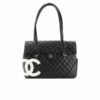 Chanel Cambon Large Smooth Leather Tote Bag Black White 36cm