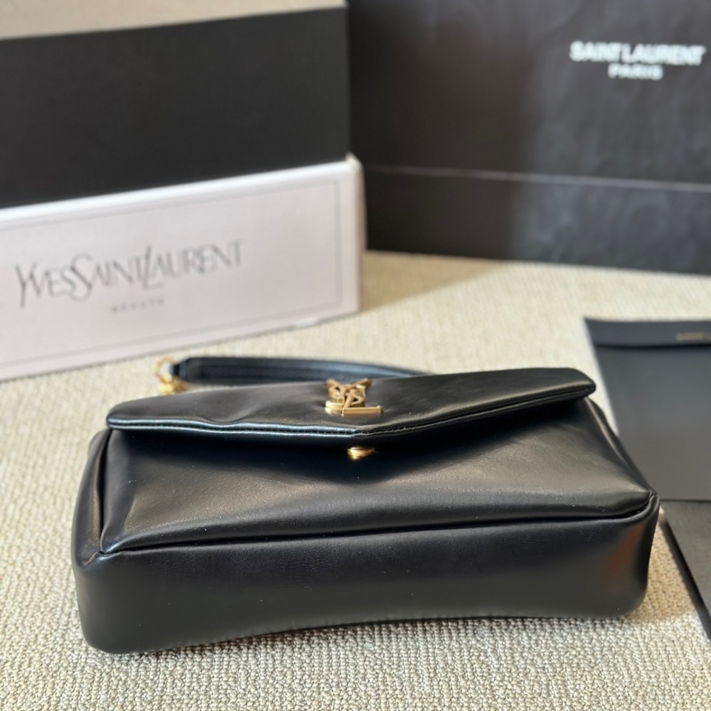 Saint Laurent Calypso Small Plunged Leather Shoulder Bag Black 27Cm 734153AACQO1000 - Image 4