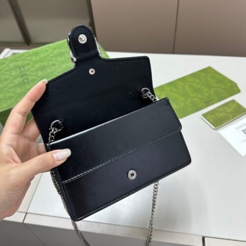 Alternative view of Gucci Dionysus Mini Patent Leather Chain Wallet Bag Black 18Cm 795368 0Aaa6 1000