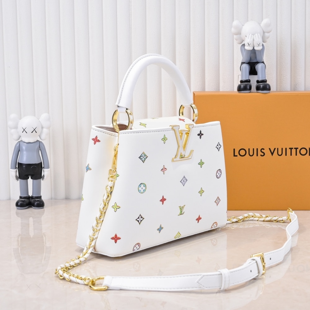 Louis Vuitton X Takashi Murakami Capucines BB Monogram Multicolore Top Handle Bags White 27cm M14165 - Image 4